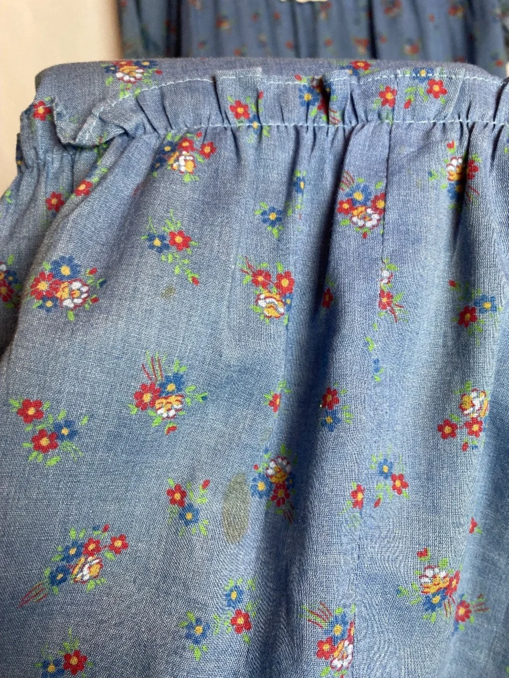 Vintage Womenʻs Light Blue Short Sleeve Prairie Style Floral Hawaiian Muʻumuʻu - Picture 15 of 15